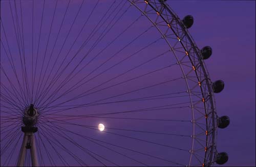 London Eye moonlit.